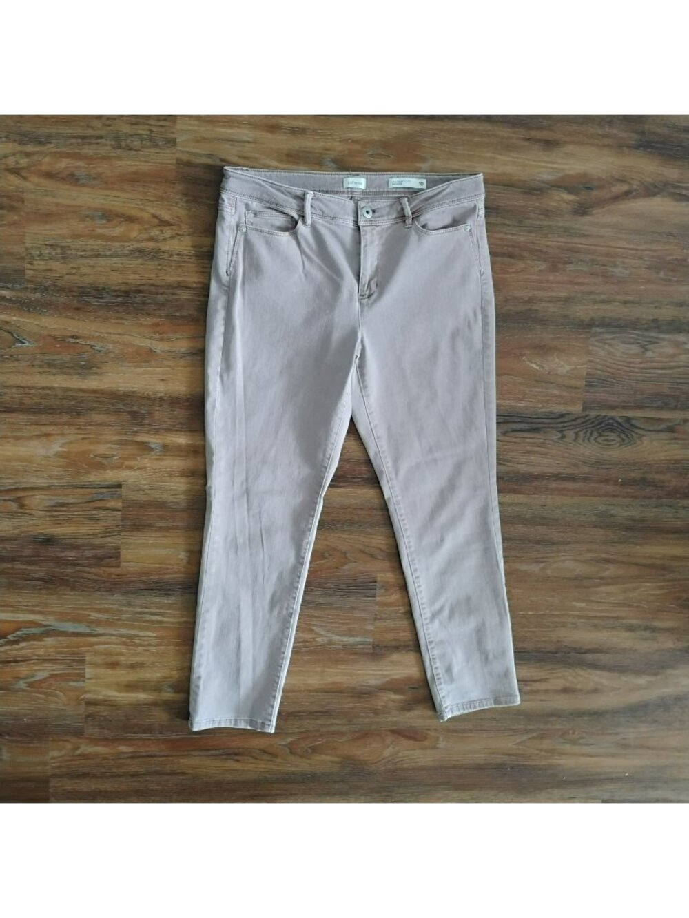 J.Jill Slim Ankle Authentic Fit Denim Pants Size 10 Beige Stretch Jeans